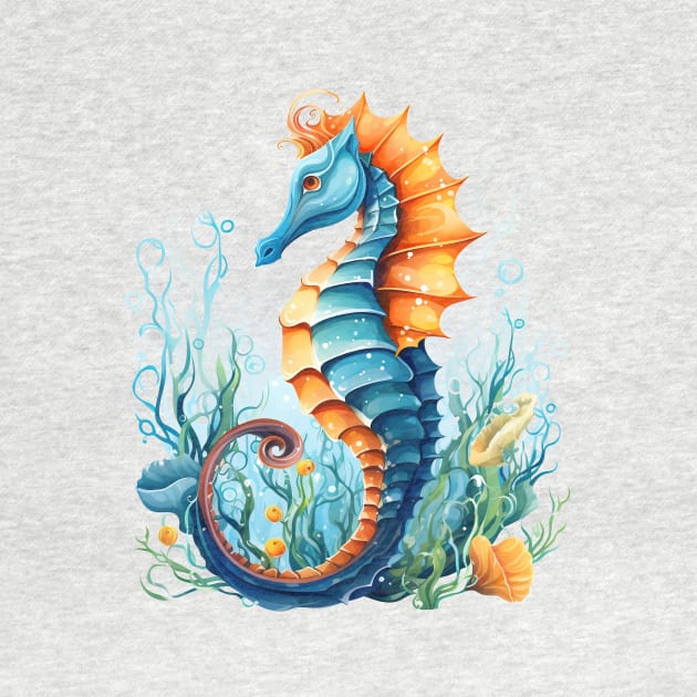 Watercolor Seahorse by zooleisurelife